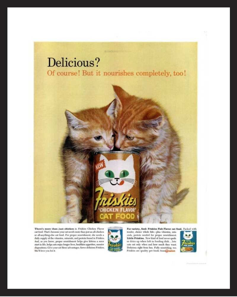 LIFE Magazine Framed Original Ad 1963 Friskies Cat Food