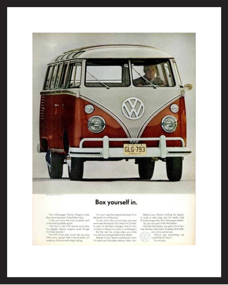 LIFE Magazine - Framed Original Vintage Ad - 1963 VW Bus