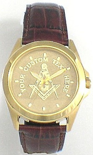 Leather Strap Masonic Watch
Gold Dial