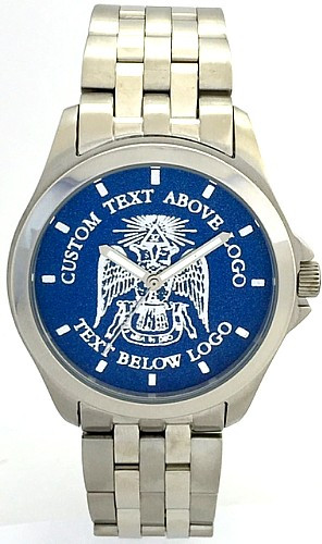 Gents' All Stainless Masonic Watch 
32nd Degree
Blue Dial