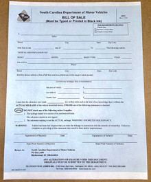 South Carolina Department of Motor Vehicles Bill Of Sale