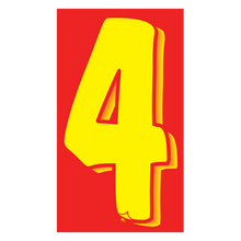 Versa-Tag Vinyl Highlights 7.5 Digit "4" Yellow/Red 12/Pack
