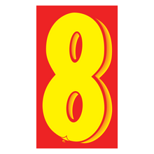 Versa-Tag Vinyl Highlights 7.5 Digit "8" Yellow/Red 12/Pack
