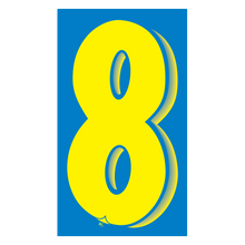 Versa-Tag Vinyl Highlights 7.5 Digit "8" Yellow/Blue 12/Pack