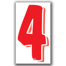 Versa-Tag Vinyl Highlights 7.5 Digit "4" Red/White 12/Pack