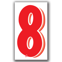 Versa-Tag Vinyl Highlights 7.5 Digit "8" Red/White 12/Pack