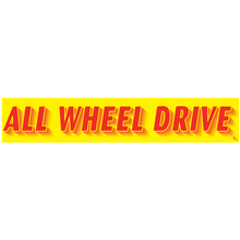 Vinyl Windshield Slogans "All Wheel Drive" Red/Yellow 12/Pack