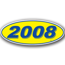 Vinyl Highlights Oval Model Year "2008" Blue/Yellow 12/Pack