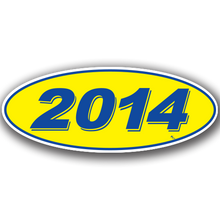 Vinyl Highlights Oval Model Year "2014" Blue/Yellow 12/Pack