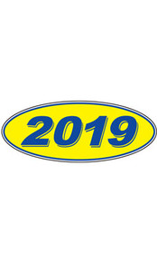Vinyl Highlights Oval Model Year "2019" Blue/Yellow 12/Pack