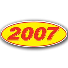 Vinyl Highlights Oval Model Year "2007" Red/Yellow 12/Pack