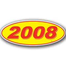 Vinyl Highlights Oval Model Year "2008" Red/Yellow 12/Pack