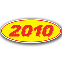 Vinyl Highlights Oval Model Year "2010" Red/Yellow 12/Pack