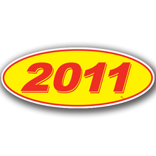 Vinyl Highlights Oval Model Year "2011" Red/Yellow 12/Pack