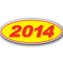 Vinyl Highlights Oval Model Year "2014" Red/Yellow 12/Pack