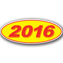 Vinyl Highlights Oval Model Year "2016" Red/Yellow 12/Pack
