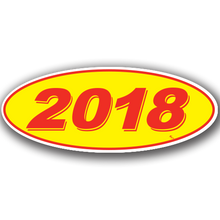 Vinyl Highlights Oval Model Year "2018" Red/Yellow 12/Pack