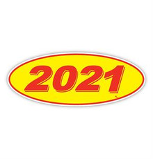 Vinyl Highlights Oval Model Year "2021" Red/Yellow 12/Pack