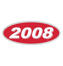 Vinyl Highlights Oval Model Year "2008" White /Red 12/Pack