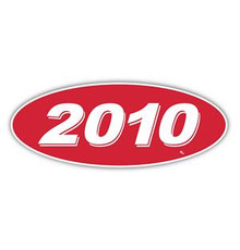 Vinyl Highlights Oval Model Year "2010" White /Red 12/Pack