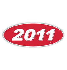 Vinyl Highlights Oval Model Year "2011" White /Red 12/Pack