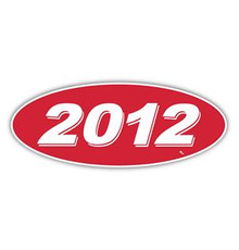 Vinyl Highlights Oval Model Year "2012" White /Red 12/Pack