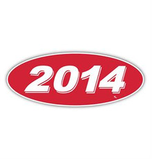 Vinyl Highlights Oval Model Year "2014" White /Red 12/Pack