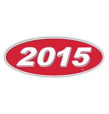 Vinyl Highlights Oval Model Year "2015" White /Red 12/Pack