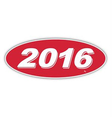Vinyl Highlights Oval Model Year "2016" White /Red 12/Pack
