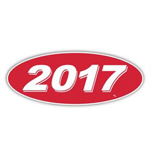 Vinyl Highlights Oval Model Year "2017" White /Red 12/Pack
