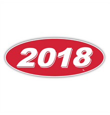 Vinyl Highlights Oval Model Year "2018" White /Red 12/Pack