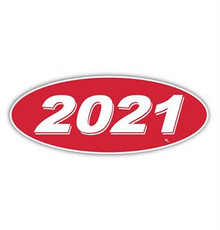Vinyl Highlights Oval Model Year "2021" White /Red 12/Pack