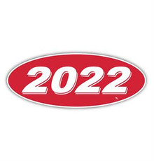Vinyl Highlights Oval Model Year "2022" White /Red 12/Pack