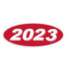 Vinyl Highlights Oval Model Year "2023" White /Red 12/Pack