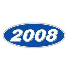 Vinyl Highlights Oval Model Year "2008" White /Blue 12/Pack