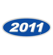 Vinyl Highlights Oval Model Year "2011" White /Blue 12/Pack