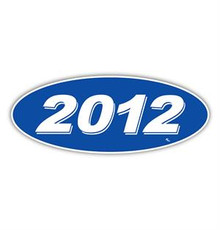 Vinyl Highlights Oval Model Year "2012" White /Blue 12/Pack