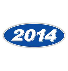 Vinyl Highlights Oval Model Year "2014" White /Blue 12/Pack