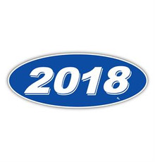 Vinyl Highlights Oval Model Year "2018" White /Blue 12/Pack