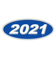 Vinyl Highlights Oval Model Year "2021" White /Blue 12/Pack