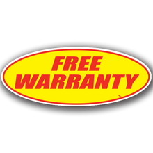 Vinyl Highlights Oval Slogans "Free Warranty" Red/Yellow 12 Pack