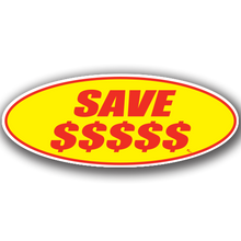 Vinyl Highlights Oval Slogans "Save" Red/Yellow 12 Pack