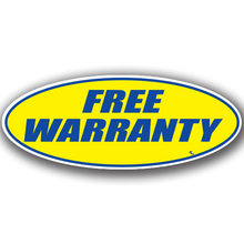 Vinyl Highlights Oval Slogans "Free Warranty" Blue/Yellow 12/Pack
