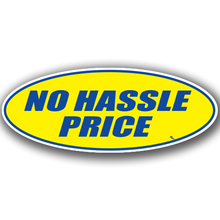 Vinyl Highlights Oval Slogans "No Hassle Price" Blue/Yellow 12/Pack