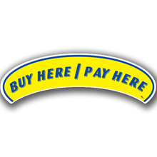 Vinyl Highlights Eyebrow Slogans "Buy Here/Pay Here" Blue/Yellow 12/Pack