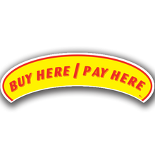 Vinyl Highlights Eyebrow Slogans "Buy Here/Pay Here" Red/Yellow 12/Pack
