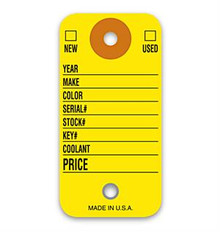 Color Coded Vehicle Key Tags "Yellow"
