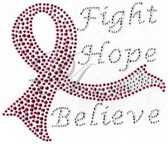 Ovrs5302 - Fight, Hope & Believe Cancer Ribbon in Pink