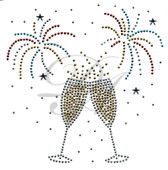 Ovrs7691L - 2 Champagne Glasses w/ Fireworks 