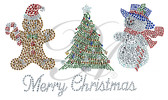 Ovrs7681 - Gingerbread Man, X-Mas Tree, Snowman with Merry Christmas
